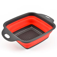 Load image into Gallery viewer, Square Foldable Drain Basket Plastic Fruit Basket Filter Basket Multi-function Washing Dish Telescopic Basket
