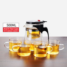 Load image into Gallery viewer, Tea Pots Heat Resistant Glass Tea Pot Tea Infuser Chinese Kung Fu Tea Set Kettle Coffee Glass Maker Convenient Office Tea Sets
