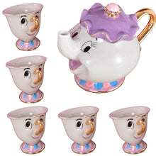 Load image into Gallery viewer, Cartoon Beauty And The Beast Tea Set Mrs Potts Chip Cup Set Sugar Bowl Mug [ 1 Pot + 5 Cups ] Valentine's Day Gift
